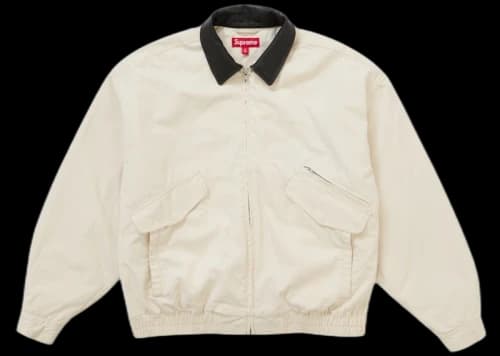 Supreme Leather Collar Utility Jacket FW24 Stone