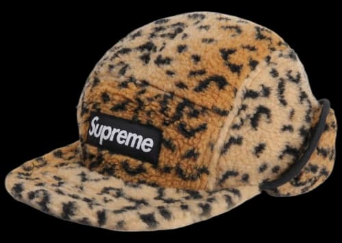 Supreme Leopard Polar Fleece Earflap Camp Cap Gold