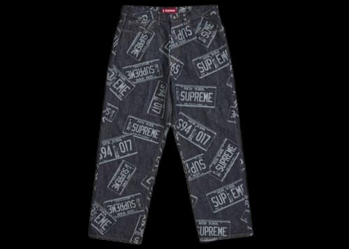 Supreme License Plate Baggy Jean Rigid Indigo