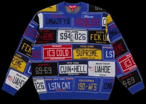 Supreme License Plate Sweater Royal
