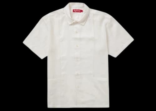 Supreme Mesh Panel Linen S/S Shirt White