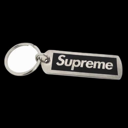 Supreme Metal Tag Keychain Black