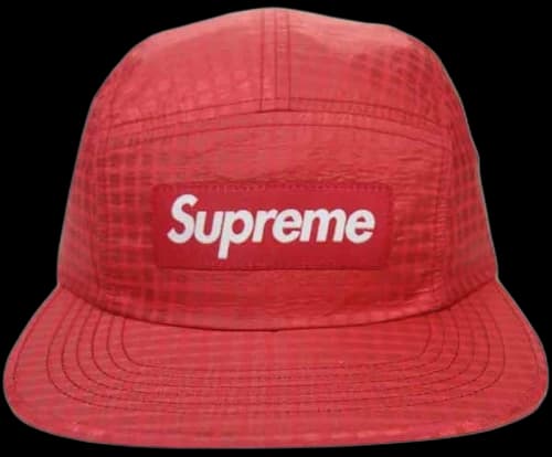 Supreme Metallic Check Camp Cap Red