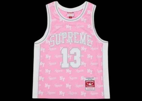 Supreme Mitchell & Ness Monogram Basketball Jersey Pink