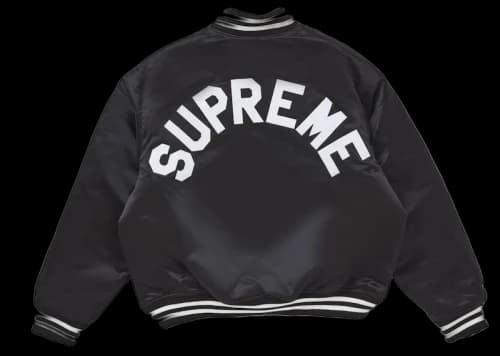 Supreme Mitchell & Ness Satin Varsity Jacket (FW24) Black