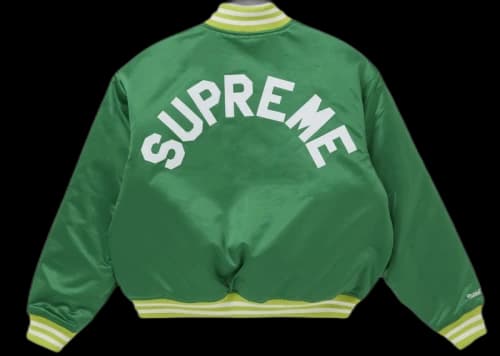 Supreme Mitchell & Ness Satin Varsity Jacket (FW24) Green
