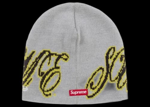 Supreme New Era Cursive Beanie Heather Grey