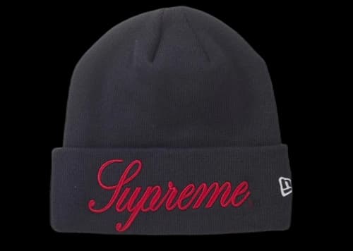 Supreme New Era Script Beanie Navy