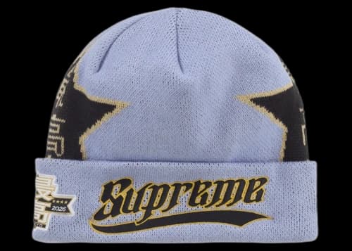 Supreme New Era Stars Beanie Grey