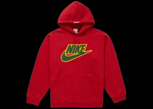 Supreme Nike Leather Applique Hooded Sweatshirt Red