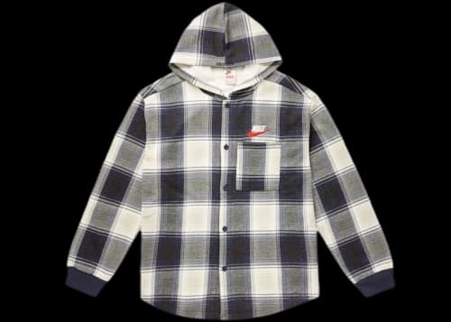 Supreme Nike Plaid Hooded Sweatshirt Navy