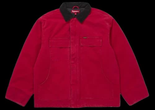 Supreme Old English Canvas Work Jacket Red