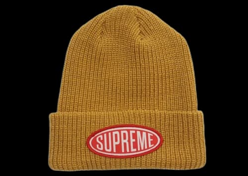 Supreme Oval Patch Beanie Gold