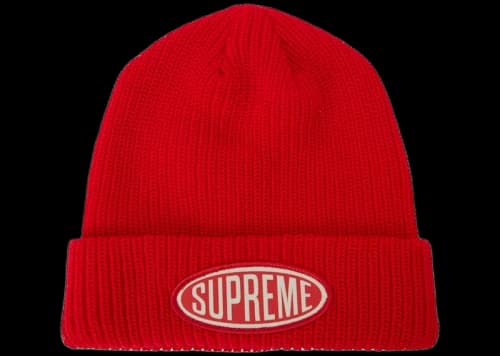 Supreme Oval Patch Beanie Red