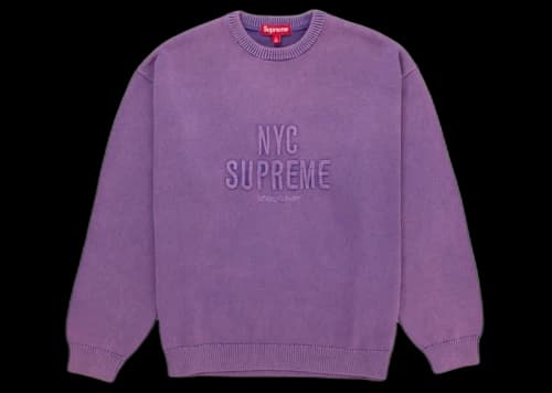 Supreme Overdyed Raised Sweater Purple