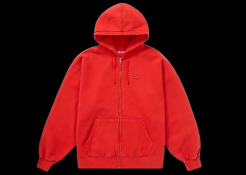 Supreme Overdyed Small Box Zip-Up Hooded Sweatshirt Red