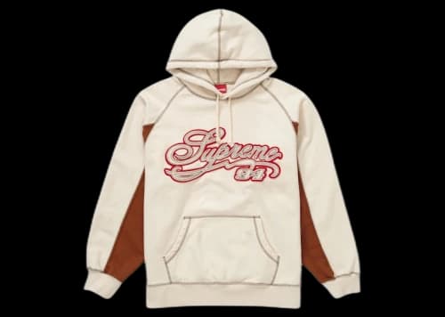 Supreme Paneled Script Hooded Sweatshirt Natural