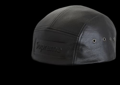 Supreme Pebbled Leather Camp Cap Black