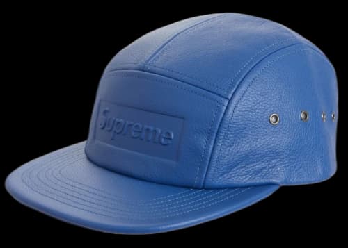 Supreme Pebbled Leather Camp Cap Blue