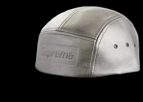 Supreme Pebbled Leather Camp Cap Gunmetal