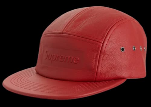 Supreme Pebbled Leather Camp Cap Red