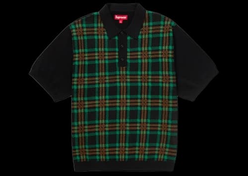 Supreme Plaid Knit S/S Polo Black