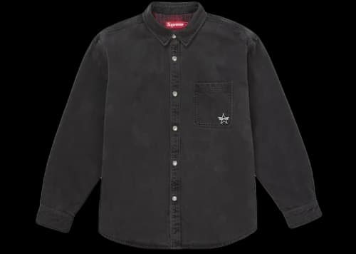 Supreme Quilted Lined Denim Snap Shirt Black