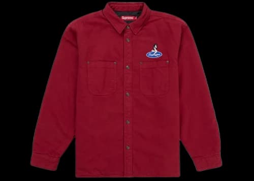 Supreme Quilted Lined Denim Snap Shirt (SS26) Red