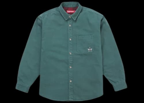 Supreme Quilted Lined Denim Snap Shirt Teal