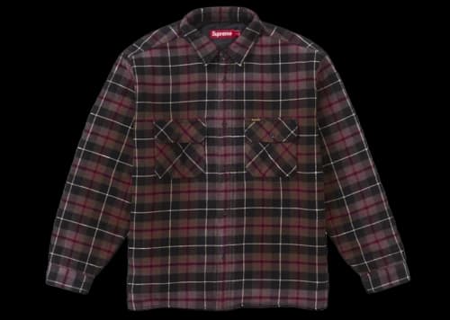 Supreme Quilted Plaid Shirt Grey