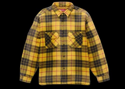 Supreme Quilted Plaid Shirt Yellow