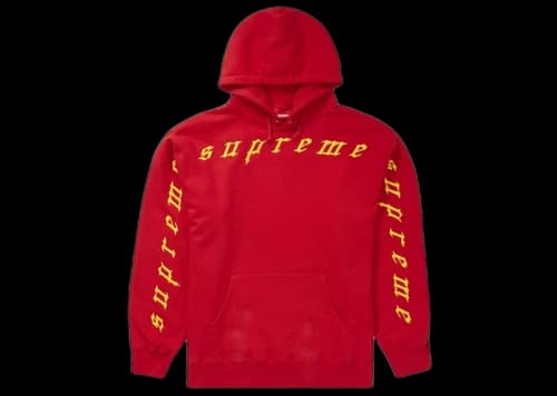 Supreme Raised Embroidery Hooded Sweatshirt Red