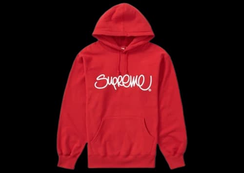 Supreme Raised Handstyle Hooded Sweatshirt Red
