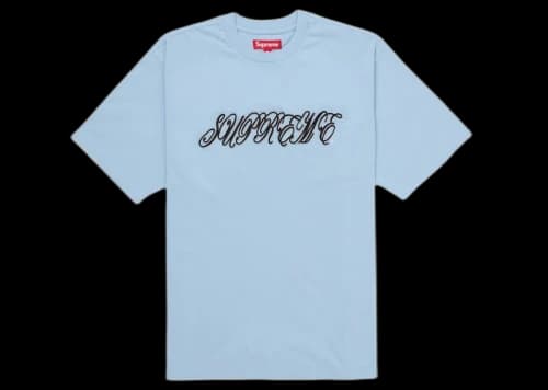 Supreme Raised Script S/S Top Light Blue