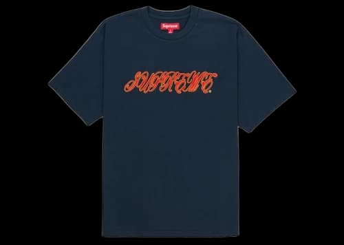 Supreme Raised Script S/S Top Navy