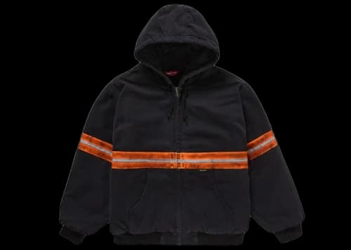 Supreme Reflective Stripe Hooded Work Jacket Black