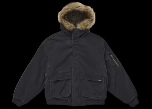 Supreme Reversible Faux Fur Hooded Work Jacket Black