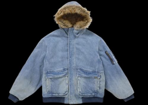 Supreme Reversible Faux Fur Hooded Work Jacket Blue