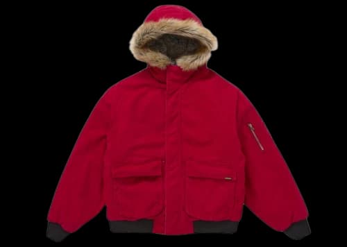 Supreme Reversible Faux Fur Hooded Work Jacket Red