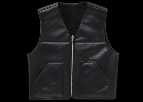 Supreme Reversible Faux Shearling Work Vest Black