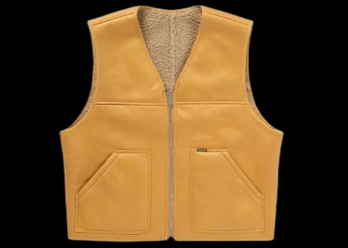 Supreme Reversible Faux Shearling Work Vest Yellow