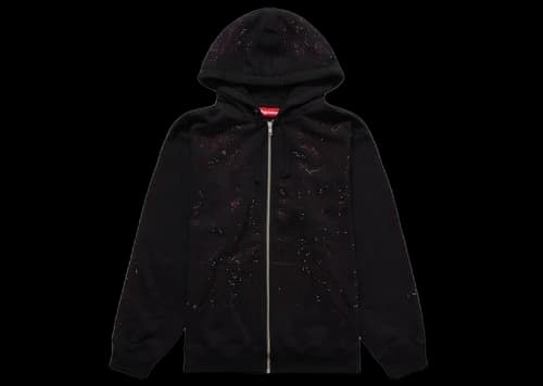 Supreme Rhinestone Zip Up Hooded Sweatshirt Black