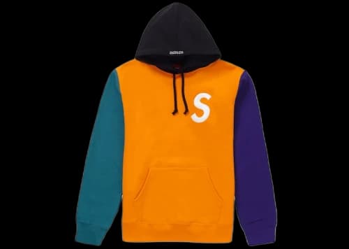 Supreme S Logo Colorblocked Hooded Sweatshirt Orange