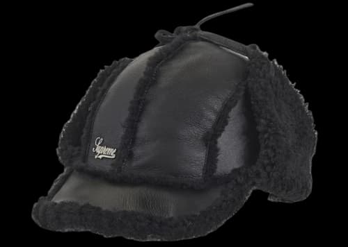 Supreme Shearling Lined Earflap Cap Black