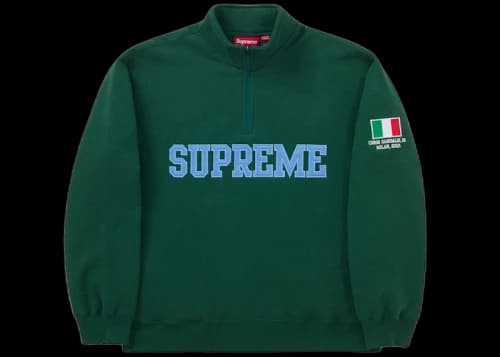 Supreme Milan Shop Flag Half Zip Pullover Green