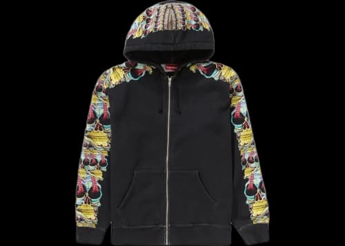Supreme Skulls Zip Up Hooded Sweatshirt Black