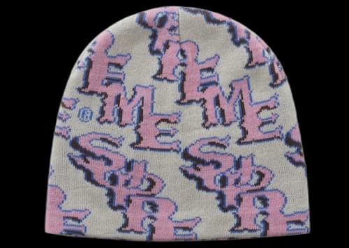 Supreme Slanted Gothic Outline Beanie White/Pink