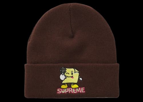 Supreme Sticky Note Beanie Brown