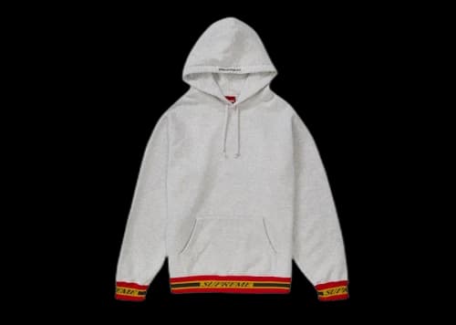Supreme Striped Rib Hooded Sweatshirt Ash Grey