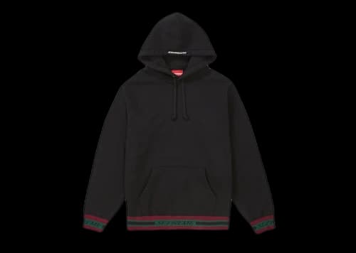 Supreme Striped Rib Hooded Sweatshirt Black